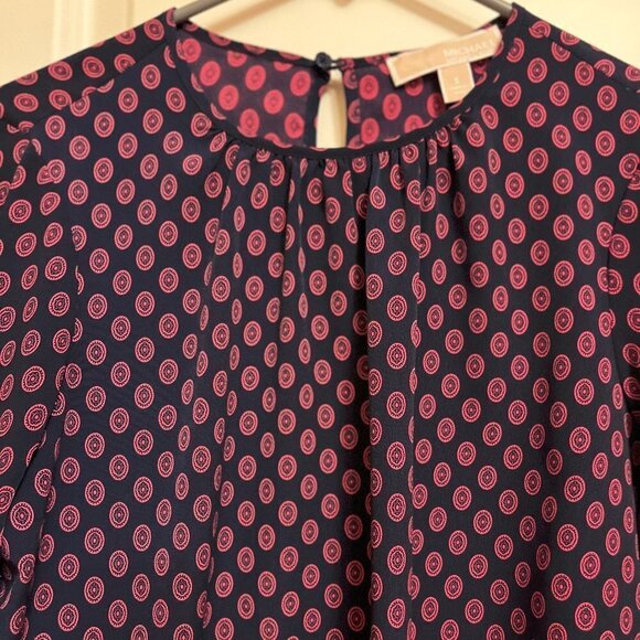 Michael Kors Navy and Magenta Bell Sleeve Blouse size small - Picture 3 of 4